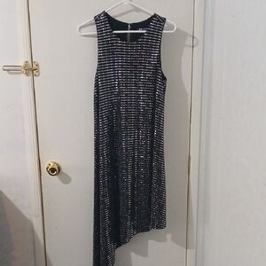 Anne Klein Black and Silver Asymmetrical Dress